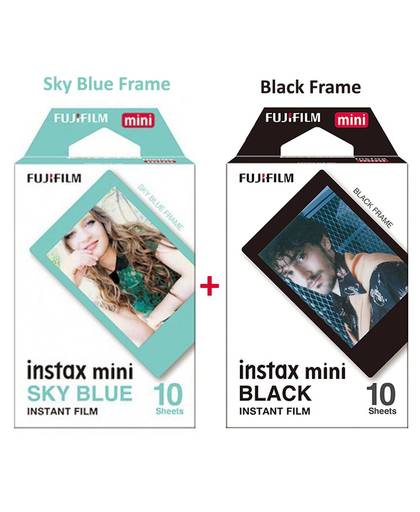 MyXL Echt Fuji Fujifilm Instax Mini 8 Film Hemelsblauw Frame + Zwart Film voor Mini 8 70 8 Plus 90 25 Camera SP-1 SP-2 Plus Gratis