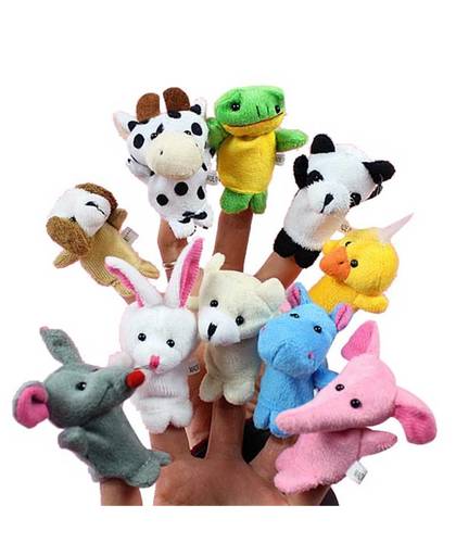 MyXL 10 stks/partij Flanel Cartoon Dier Handpop Baby Knuffels voor Kinderen FavorFamilie Poppen Kids Vinger Speelgoed