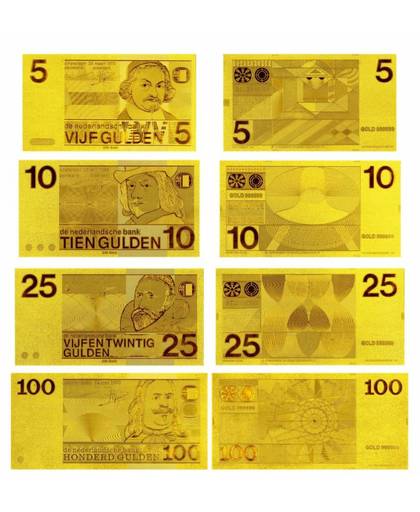 MyXL Metalen Goud Bankbiljet Nederland 5 10 25 100 Bankbiljet Papier Fake Geld Met 3D Gedrukt Voor Collectie