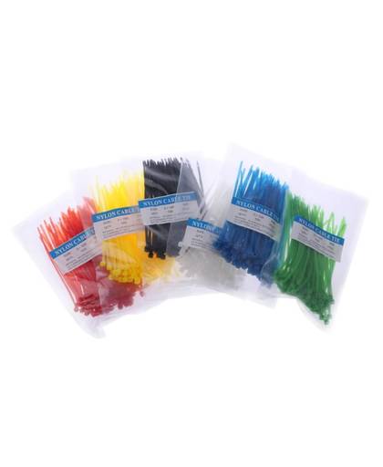 MyXL 600 Stks/set 3x100mm Nylon Plastic Zip Trim Wrap Kabelbinders Draad Zelfsluitende Kleurrijke