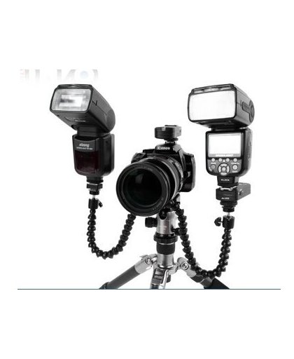 MyXL Camera Dubbele arm gezamenlijke Macro sVerstelbare Flash Bracket Houder voor flitslicht statief