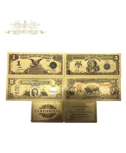 MyXL 5 stks/partij 24 k Colour Rare 1899 & 1901 Editie Amerika Goud Bankbiljet Set Papier Geld in 24 K Plated goud Papier Collection