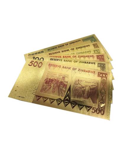 MyXL 6 stks/partij Zimbabwe Bankbiljet Dollarbiljetten Bankbiljet in 24 k Vergulde Fake Geld Voor Home Decor