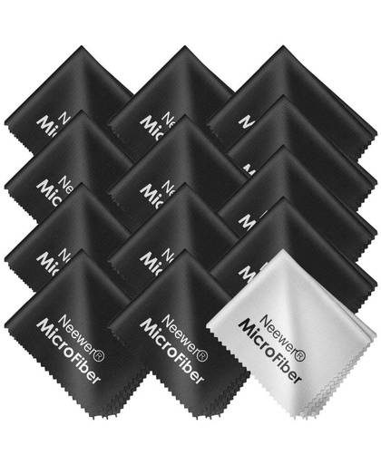 MyXL Neewer 13 Stks 6x6 &quot;/15x15 cm Gentle Microfiber Reinigingsdoekje voor Camera Lens/LED Schermen/Tablets/Smartphones 12 Black 1 Grijs