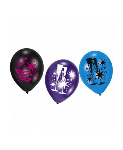 Ballonnen met feestelijke opdruk 6 stuks