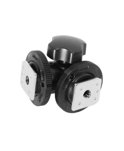MyXL Verstelbare Dual Flitsschoenadapter Beugel Houder Voor DSLR Camera LED Flash Light Monitor Fotografie Studio Beugel