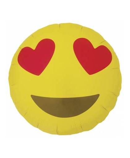 Folie ballon hartjesogen emoticon 46 cm