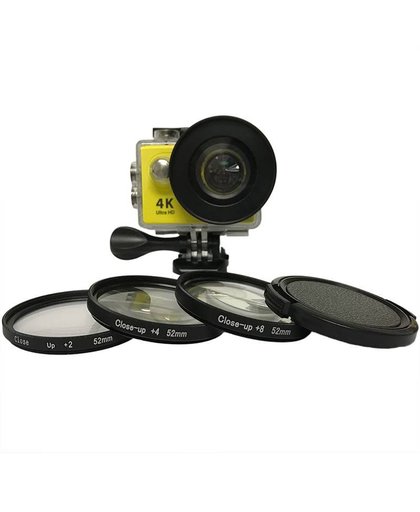 MyXL 3 stks/partij 52mm Macro Close Up Filter Lens Kit + 2/4/8 voor Eken Accessoires Eken H9 H9R h9pro H9SE H8PRO H8SE H8 H8R H3 H3R V8S