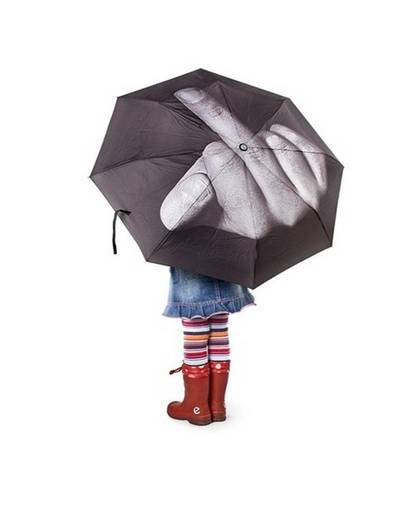 MyXL Cool Middelvinger Paraplu Regen Vrouwen, Paraplu mannen Winddicht Vouwen Parasol Persoonlijkheid Zwart Middelvinger Paraplu