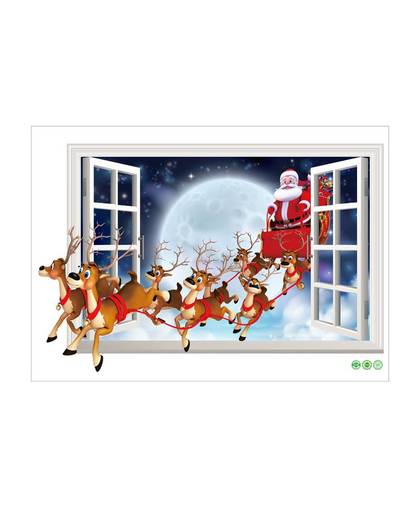 MyXL Kerstman Rendier Muurschildering Kerst 3D Venster Muursticker Kerst Muurtattoo Decoratie Venster Decoring Remoavbel Decor Art