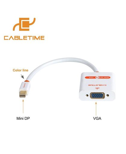 MyXL Cabletime Thunderbolt Mini displayport-naar VGA Kabel Mini Dp-naar VGA Adapter Man-vrouw voor 1080 P HDTV Macbook/iMac Pro N013   CABLETIMES