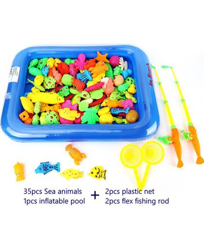 MyXL 40 stks/partij Kinderen Magnetische Vissen Speelgoed Met Opblaasbare Zwembad Staaf Netto Set Kids Model Play Vissen Games Kind Outdoor Bad speelgoed