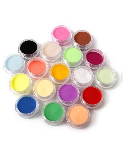 MyXL FreeNail Acryl Poeder Vloeistof 18 Kleuren Diy Kleurrijke Stof Set Voor 3d Art Mold Coloured carving poeder   MyXL