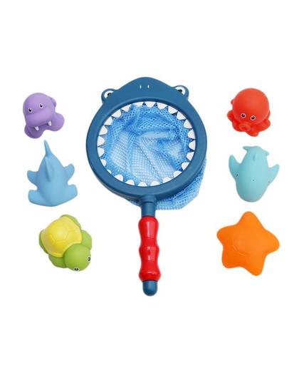 MyXL 7 Stks/sets Vissen Speelgoed Netwerk Tas Pick up Eend & Fish Kids Toy zwemmen Klassen Zomer Spelen Water Bad Pop Waternevel Bad speelgoed