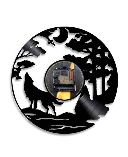 MyXL 1 Stuk Wolf LED Silhouet Backlight Dieren Vinyl Klok Kleurverandering Sfeer Cool Woonkamer Interieur Decor Art