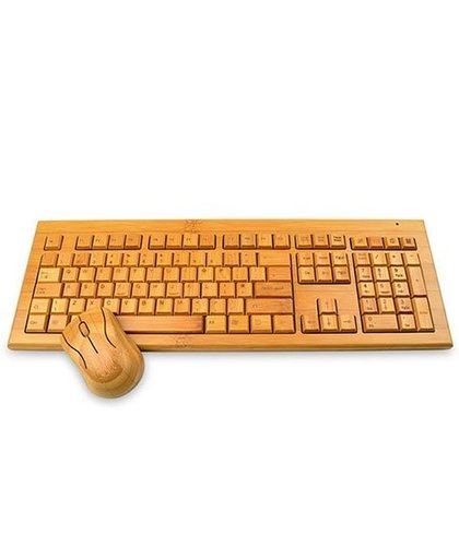 Houten toetsenbord met muis combi