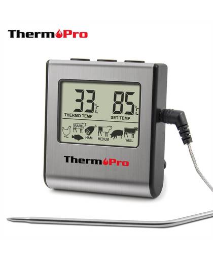 MyXL Thermopro TP16 LCD Digital Koken Keuken Voedsel Vlees Thermometer voor Grill Oven Roker Klok Timer met Rvs Probe