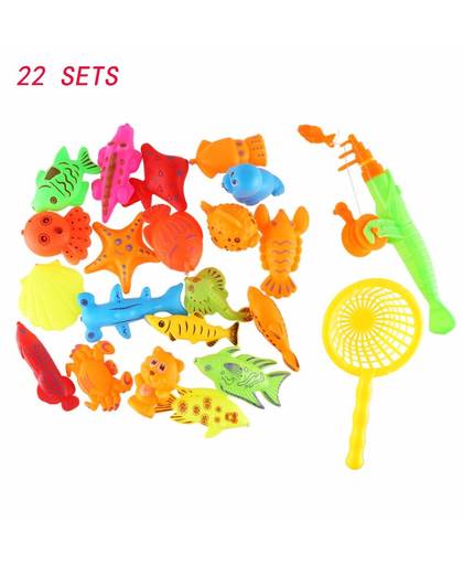 MyXL CCINEE 22 Stks Set Magnetische Vissen Speelgoed Game Kids 1 Hengel 1 netto 20 3D Vis Babybadje Speelgoed Outdoor Fun Gelukkig Vis Game