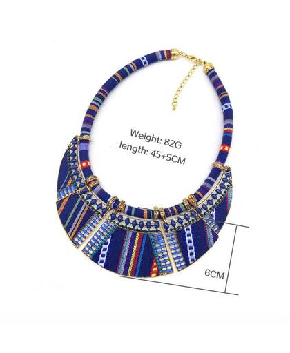 MyXL vrouwen choker ketting touw ketting bohemen boho kraag tribal etnische vintage marineblauw grote ketting & hangers sieraden bijoux   holiian