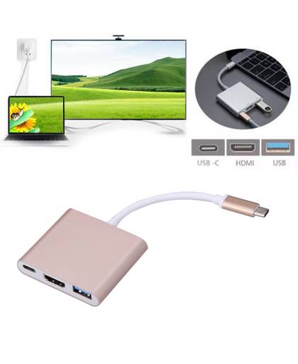 MyXL 1 st type c 3.1 om usb3.0 + hdmi + type c vrouwelijke charger adapter voor apple macbook goud grijs zilverachtige   ALLOYSEED