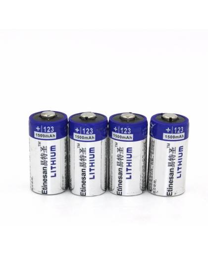 MyXL 4 stks/partij Etinesan1500mAh Lithium CR123A 3 V Lithium Foto Batterij EL123A CR17345 123 123a 3 Volt batterij
