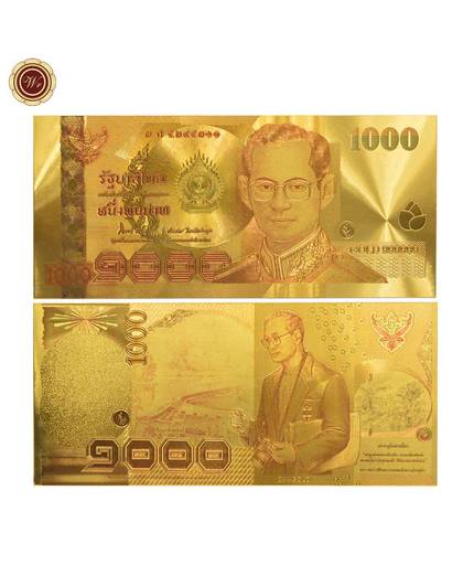 MyXL WR Verjaardag Souvenirs Bhumibol Adulyadej Geheugen Goud Bankbiljet Thailand 1000 Baht Kwaliteit Valuta Bill Opmerking Originele Size