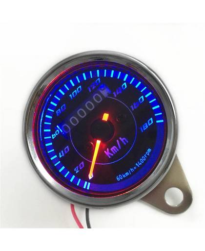 MyXL Universele Motorfiets Snelheidsmeter Speed Meter Blauw/Rode Kleur LED Licht Kilometerstand speed meter gauge instrument Miles Voor Motorfiets