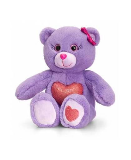 Keel toys pluche beer knuffel paars met rood hart 25 cm