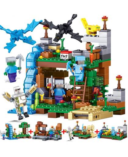 MyXL 378 stks 4 in 1 MIJN WERELD Compatibel Legoed Minecrafted figures stad Bouwstenen Bricks Set Educatief speelgoed voor kinderen