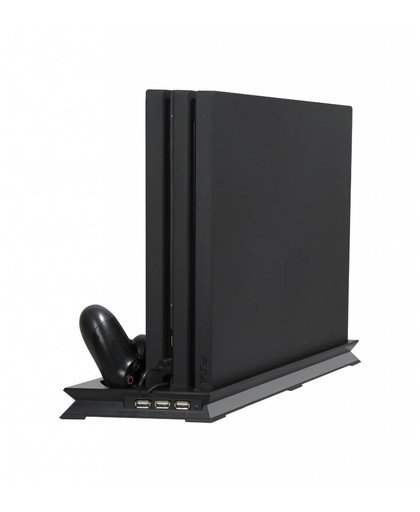 MyXL PS4 PRO Ultradunne Opladen Koellichaam Koelventilator Verticale Stand Dual Controllers Opladen Dock USB 3 Hub voor Playstation 4 Pro   GAOCHENG