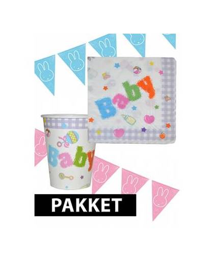Babyshower versiering pakket blauw/roze