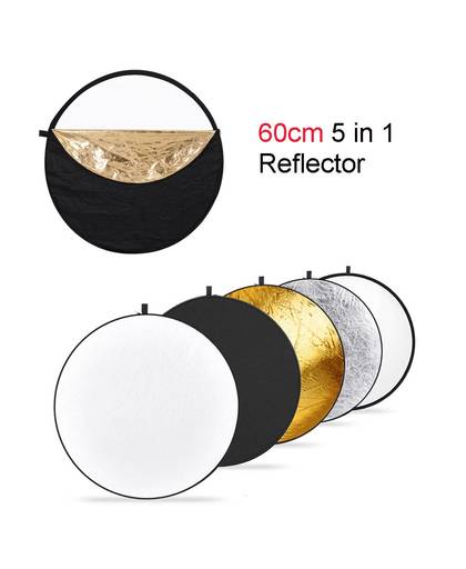 MyXL 24 &quot;60 cm Ronde Fotografie Reflector 5 in 1 Inklapbare Multi-Disc Light Reflector Doorschijnend Zilver Goud Wit en Zwart
