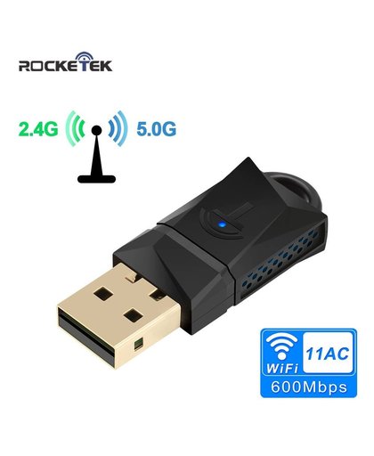 MyXL Rocketek 600 Mbps USB WiFi Dongle Adapter, Dual Band USB Draadloze Netwerk lan-kaart voor PC Desktop Laptop Tablet 802.11a/g/n/ac