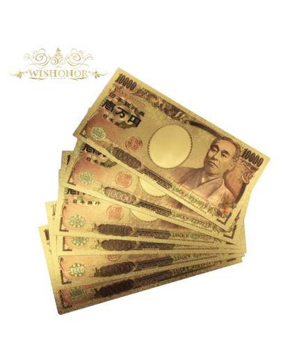 MyXL 10 Stks/partij Lucky 777777 Kleur Japan Goud Bankbiljet 10000 Yen Bankbiljetten in 99.9% Vergulde Fake Geld Voor Collectie