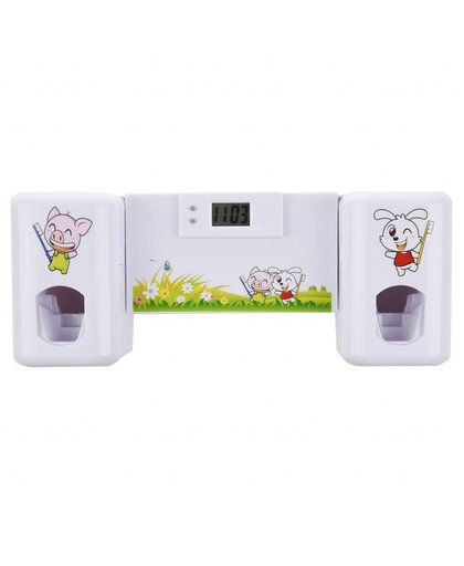 MyXL Badkamer accessoires Automatische Tandpasta Dispenser + Tandenborstelhouder Set Wall Mount Rack Bad Oral-Wit Dieren