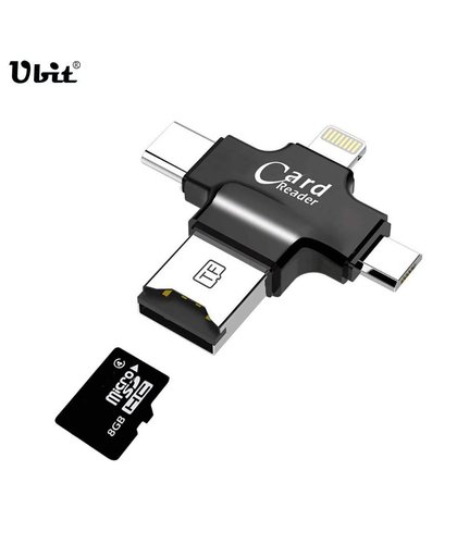MyXL Ubit 4 in 1 Converter OTG Geheugenkaartlezer TF microSD Adapter voor android IOS Laptop Telefoon Type-c USB-A USB-Micro OTG
