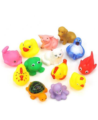 MyXL 13 stks/set babybadje speelgoed gele rubber duck animal kids badkamer water play speelgoed squeeze float klinkende ploeteren speelgoed