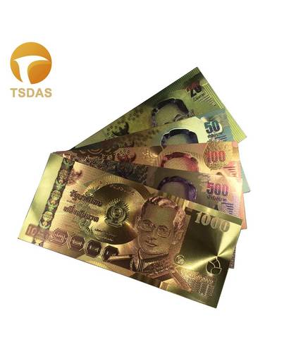 MyXL Kleurrijke Goud Bankbiljet Rare Thailand Set 20.50.100.500.1000 fake Geld Plated Colour Gold Relatiegeschenk Collection