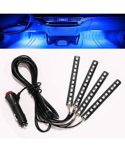 MyXL 4 in 1 Auto-styling Blue LED Auto Sfeer Lamp Led Strip Verlichting Interieur Lichtbron 12 LED Auto accessoires Universele