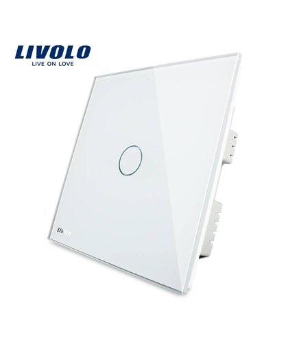 MyXL Livolo UK Standaard Wandschakelaar, ivoor Wit Crystal Glass Panel, AC 220-250 V VL-C301-61, licht Touch Schakelaar, 1 Gang 1 Manier