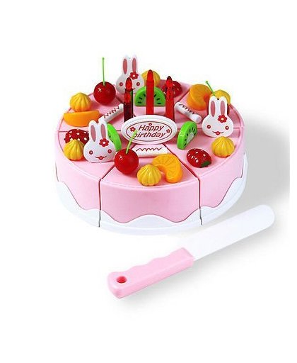 MyXL 37 stks roze blauw verjaardagstaart speelgoed diy fruit crème decor set kinderen kids play modellen buildingtoys