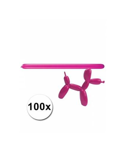 Roze modelleer ballonnen 100 stuks