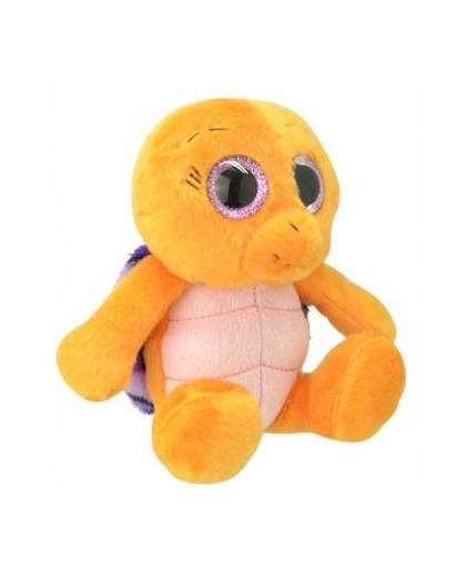 Pluche schildpad knuffel oranje/paars 18 cm