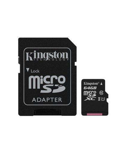 Kingston Technology microSDXC Class 10 UHS-I Card 64GB flashgeheugen Klasse 10