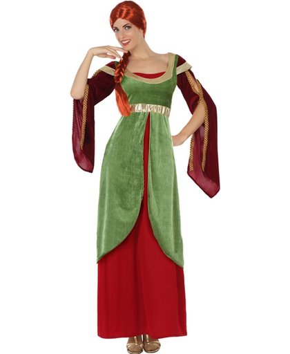 Vegaoo Groen-rood middeleeuws kostuum voor vrouwen  M / L