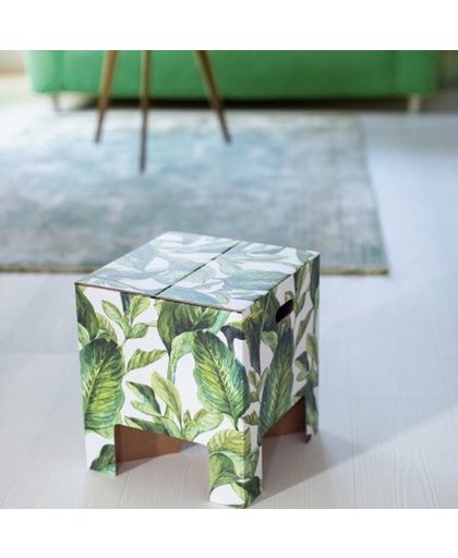 Dutch Design Brand kartonnen krukje - Uitvoering - Groene bladeren - Green Leaves