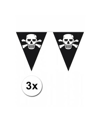 3x piraten vlaggenlijn zwart