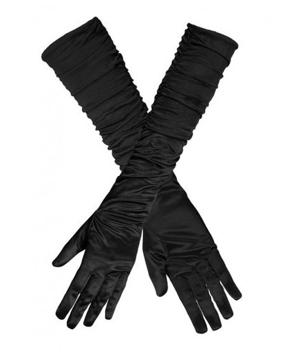 Vegaoo Lange zwarte handschoenen voor vrouwen  One Size