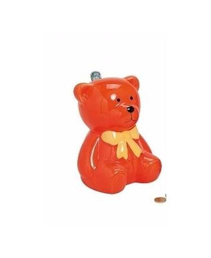 Spaarpot oranje teddybeer 20 cm