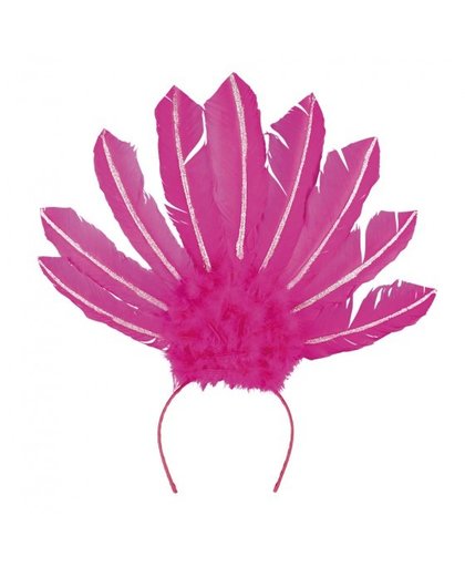 Vegaoo Roze veren haarband One Size